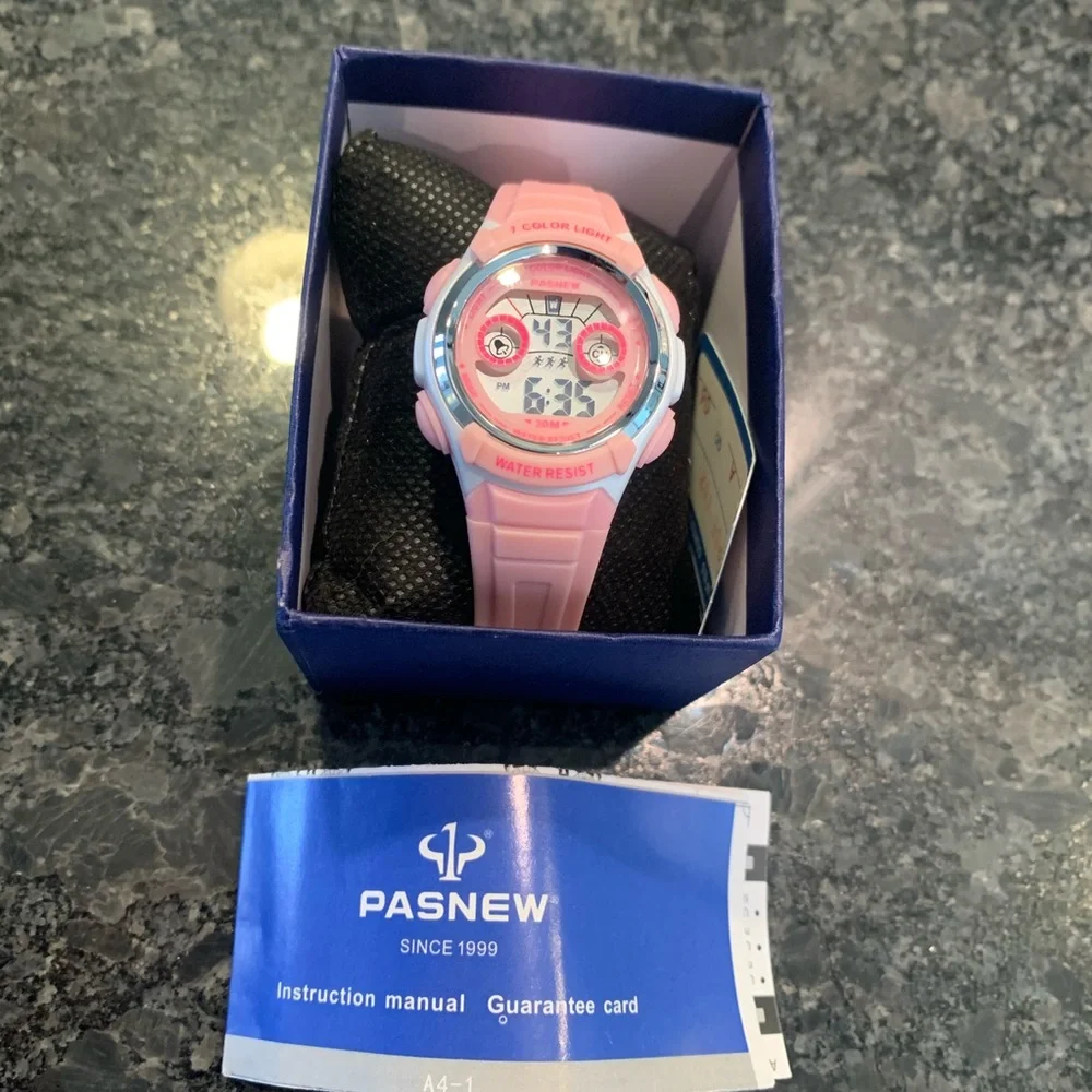 Pasnew Kids Girls Pink Digital water resistant Watch New in box